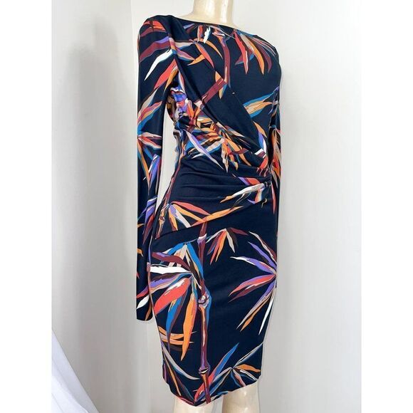 NWT EMILIO PUCCI Black Runway Bamboo Leaf Print Sheath Mini Dress Size I… - Picture 7 of 16